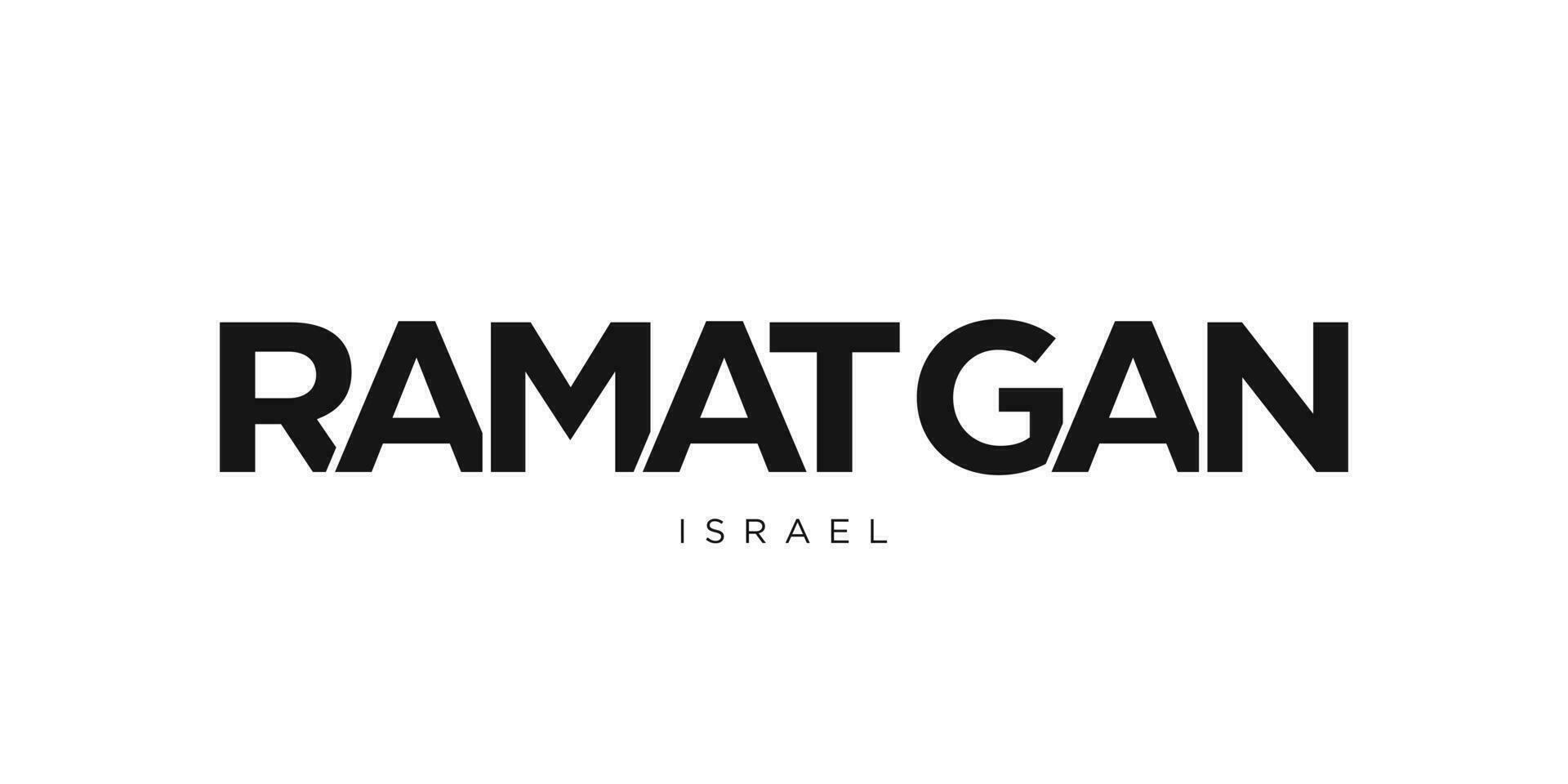 ramat gan nel il Israele emblema. il design Caratteristiche un' geometrico stile, vettore illustrazione con grassetto tipografia nel un' moderno font. il grafico slogan scritta.