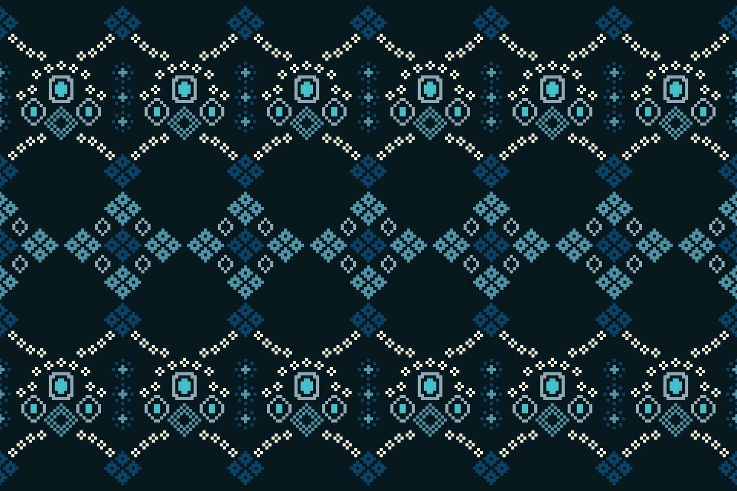 etnico geometrico tessuto modello attraversare punto.ikat ricamo etnico orientale pixel modello blu sfondo. astratto, vettore, illustrazione. trama, abbigliamento, cornice, decorazione, motivi, seta sfondo. vettore