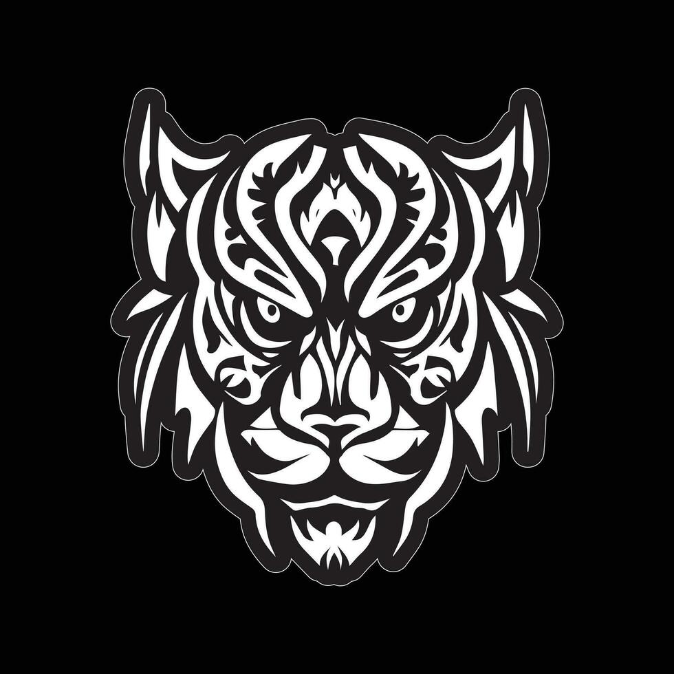 tigre viso etichetta nero e bianca per stampa vettore