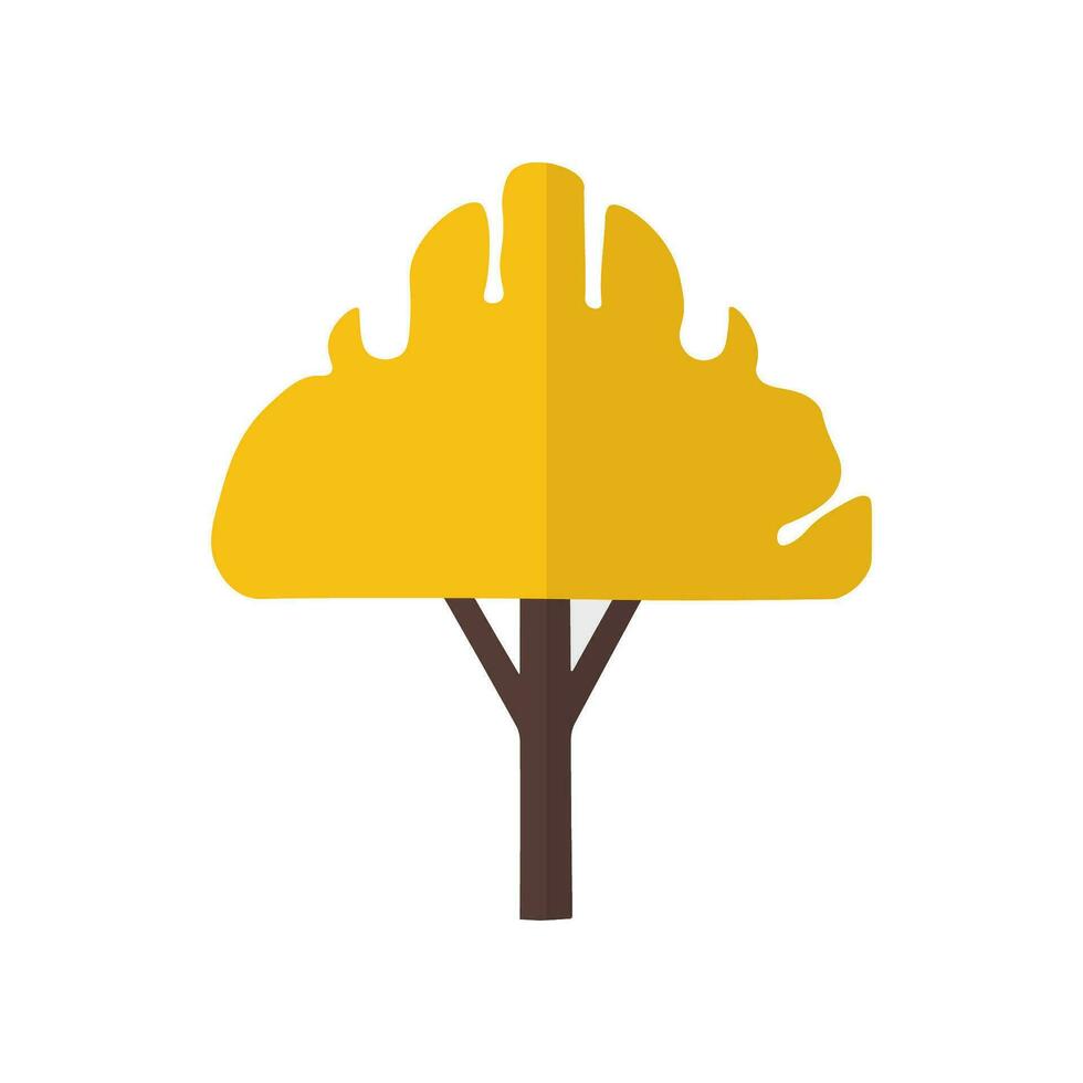 giallo autunno albero minimalista piatto Immagine. adatto per design di siti web, cartoline, libri, modelli e altro scopi vettore