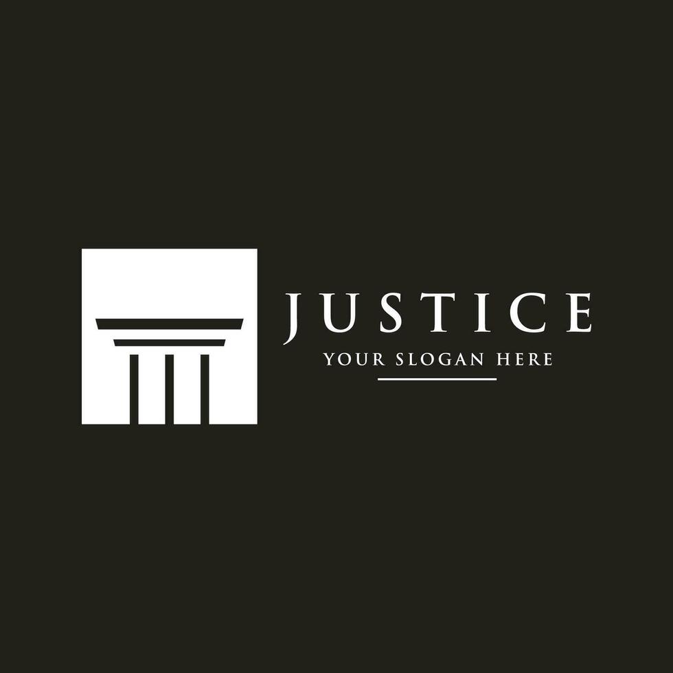 pilastro logo design per avvocati con un' lussuoso e moderno edificio colonna concetto. vettore