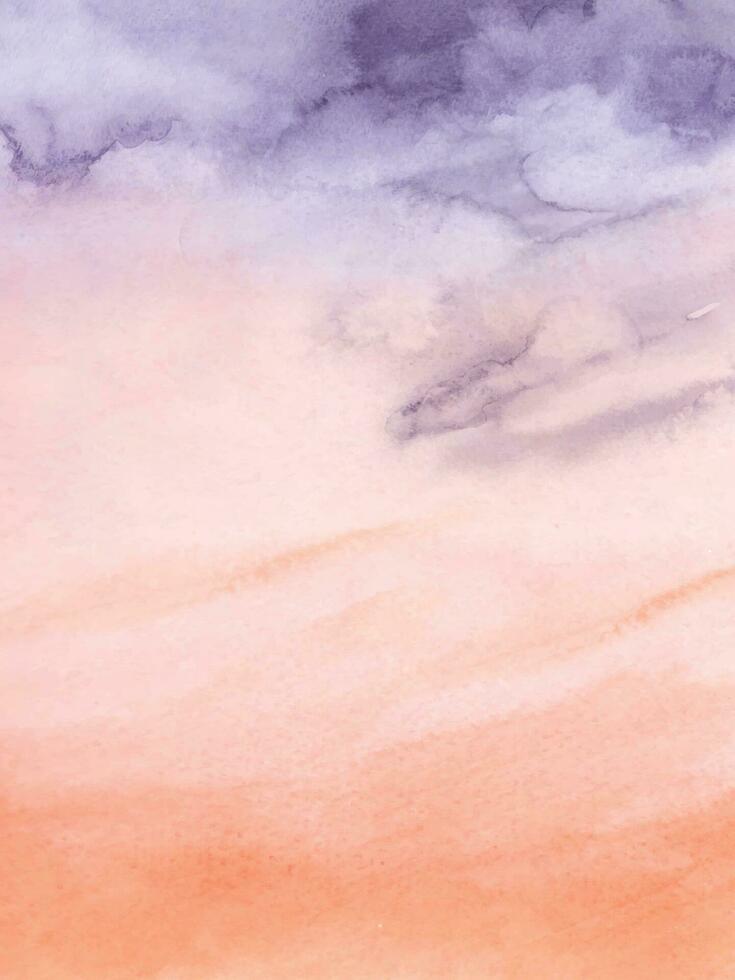 tramonto cielo viola e arancia di acquerello pennello sfondo vettore