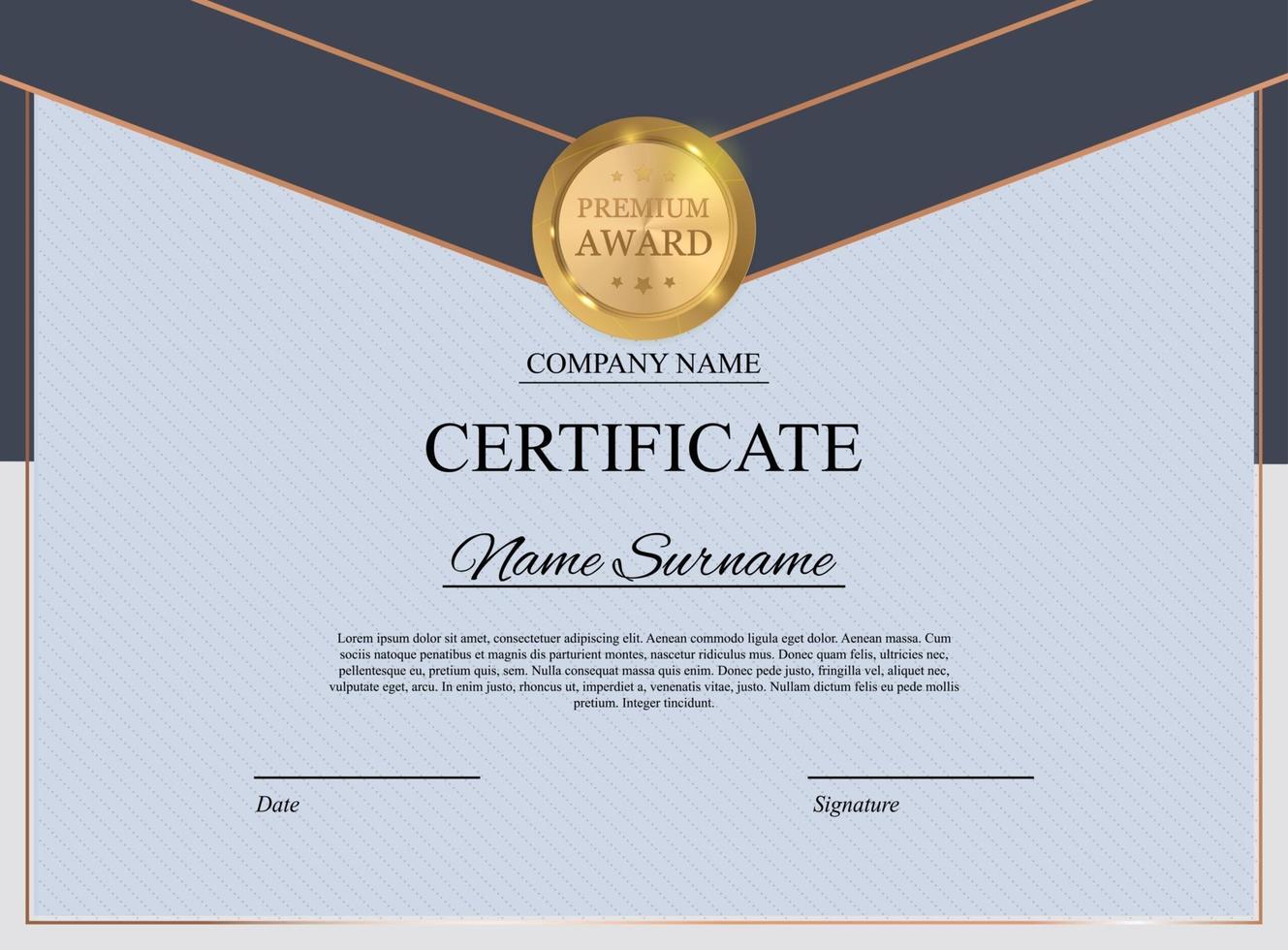 sfondo del modello di certificato. premio diploma design vuoto. illustrazione vettoriale