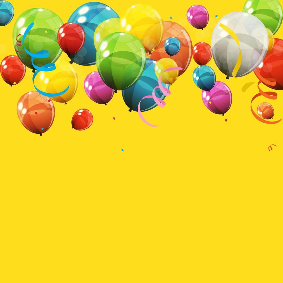 colore lucido buon compleanno palloncini banner sfondo illustrazione vettoriale