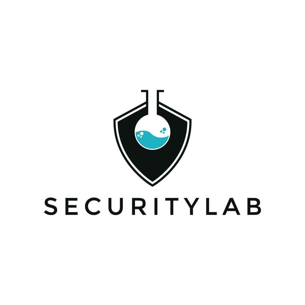 sicurezza scudo laboratorio logo design vettore