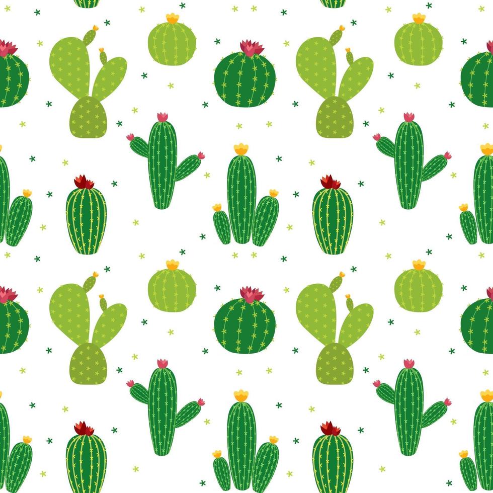 Cactus raccolta di icone seamless pattern sfondo illustrazione vettoriale