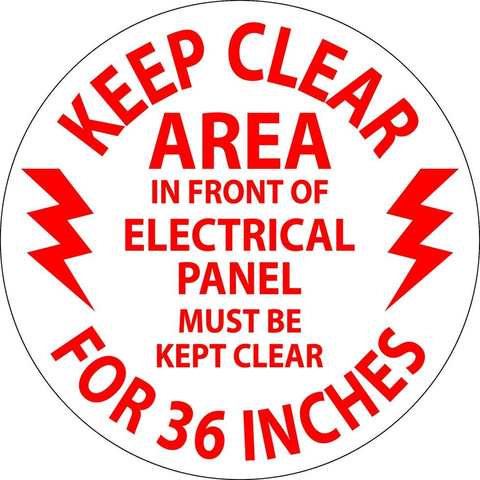 pavimento cartello mantenere chiaro - la zona nel davanti di elettrico pannello dovere essere tenuto chiaro per 36 pollici vettore