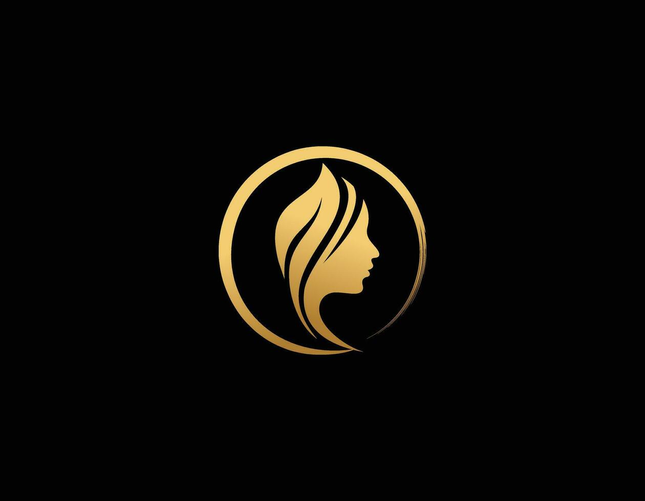 bellezza oro donna logo modello vettore