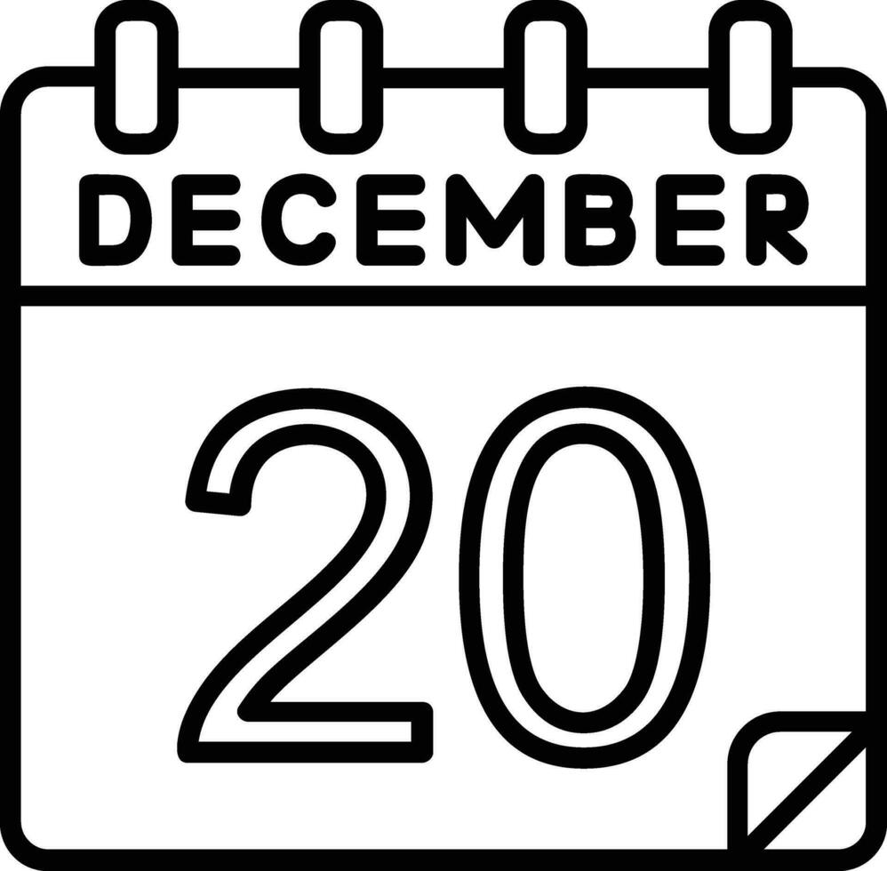 20 dicembre linea icona vettore
