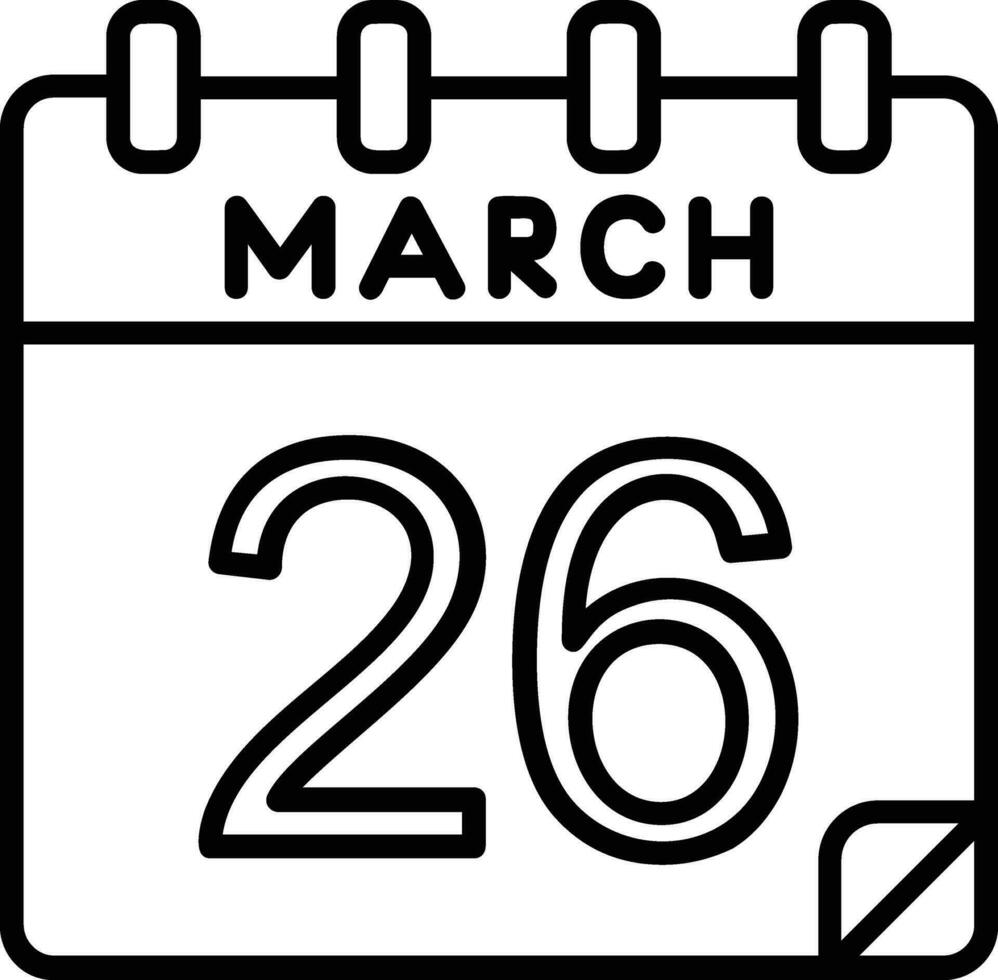 26 marzo linea icona vettore