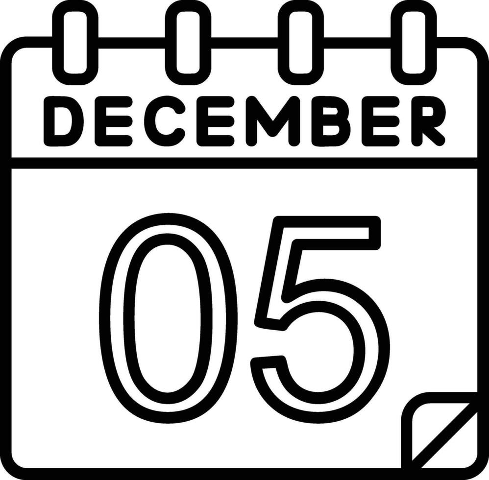 5 dicembre linea icona vettore