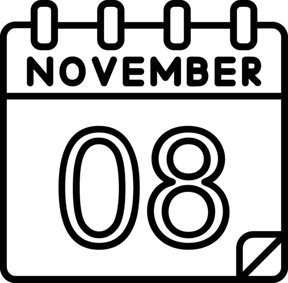 8 novembre linea icona vettore