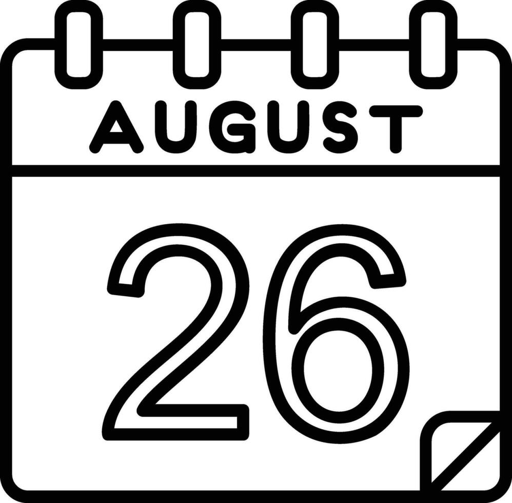 26 agosto linea icona vettore
