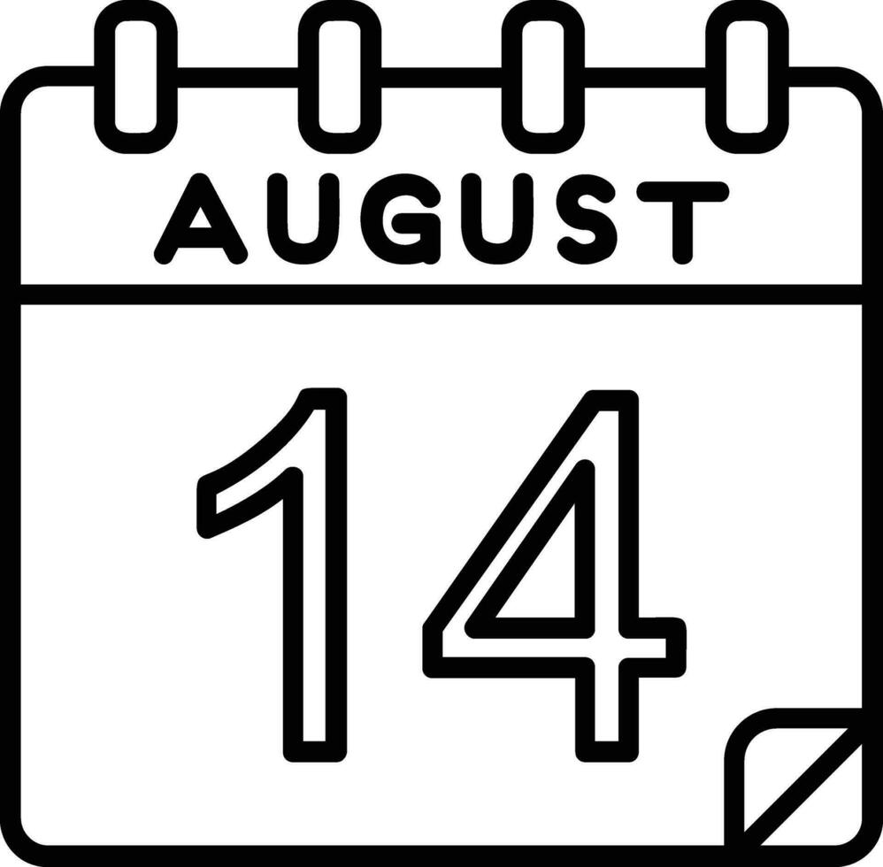 14 agosto linea icona vettore