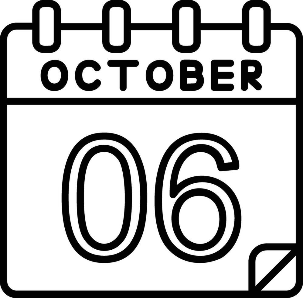 6 ottobre linea icona vettore