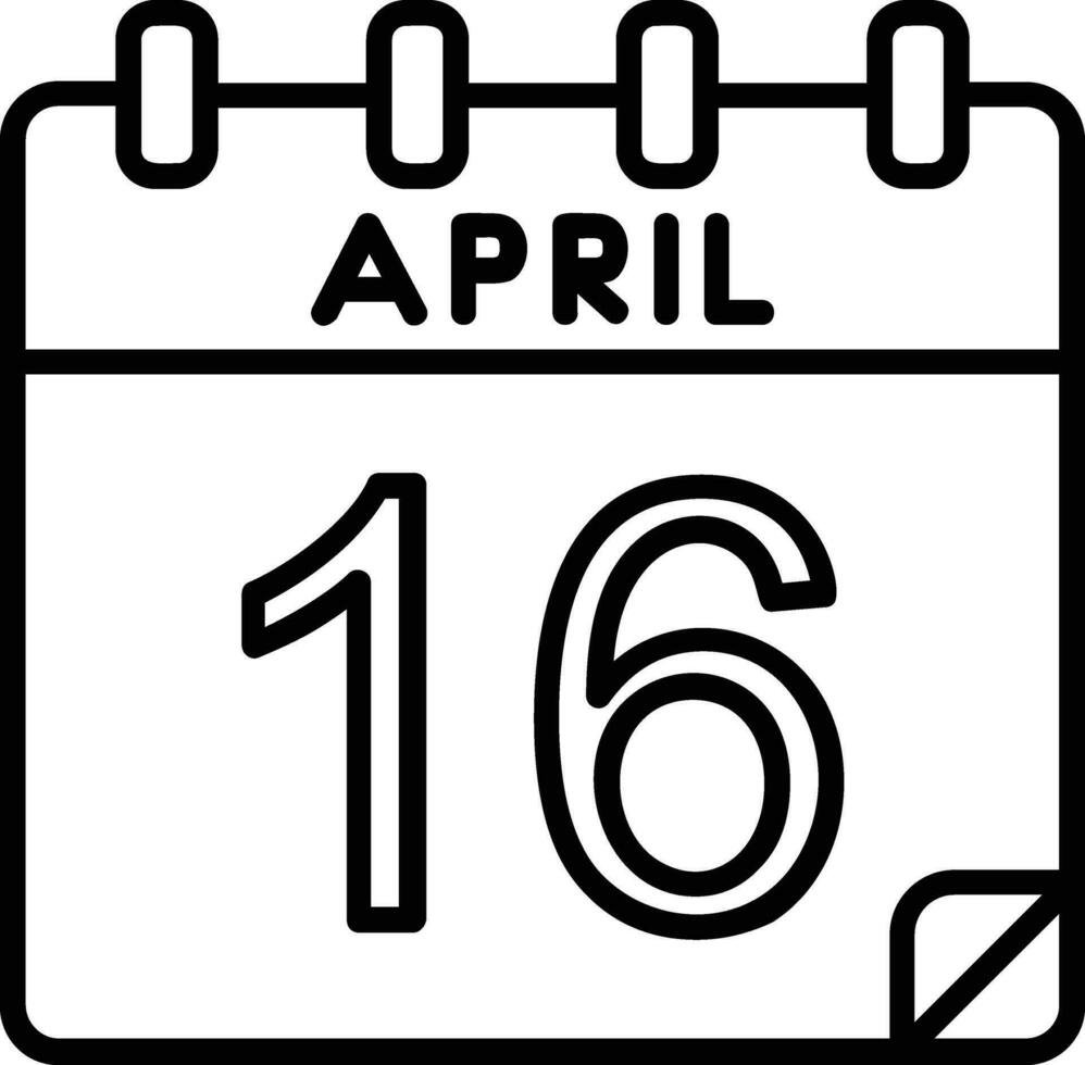 16 aprile linea icona vettore