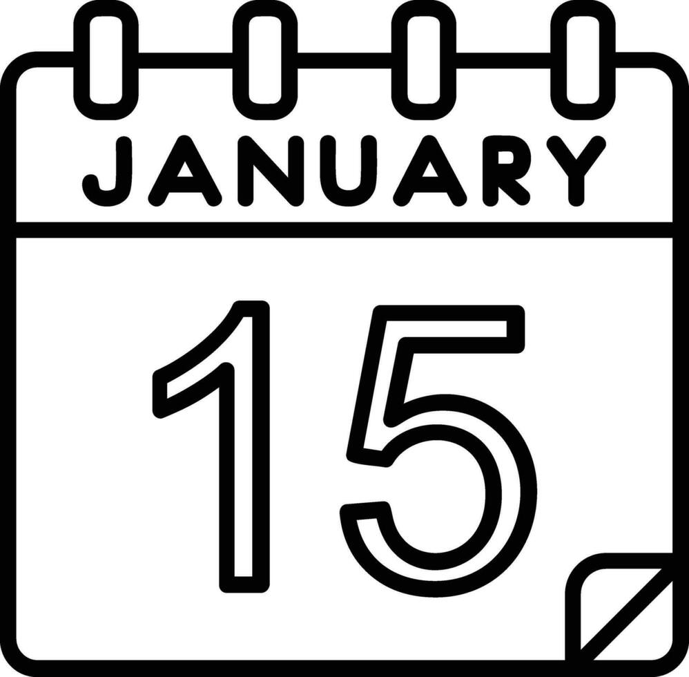 15 gennaio linea icona vettore