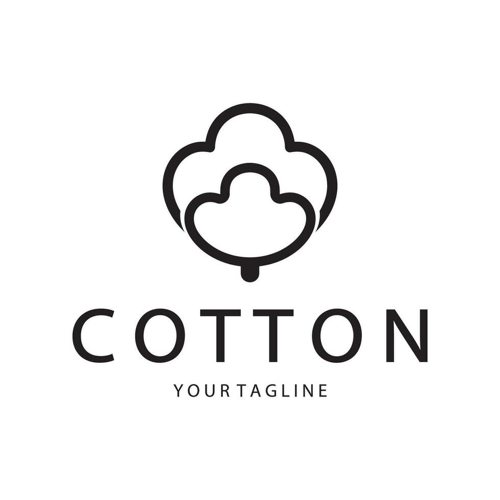 morbido naturale biologico cotone fiore pianta logo per cotone piantagioni, industrie, commercio, tessile, abbigliamento e bellezza, vettore