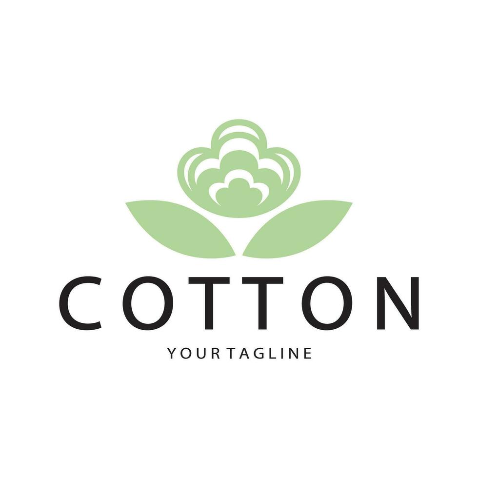 morbido naturale biologico cotone fiore pianta logo per cotone piantagioni, industrie, commercio, tessile, abbigliamento e bellezza, vettore