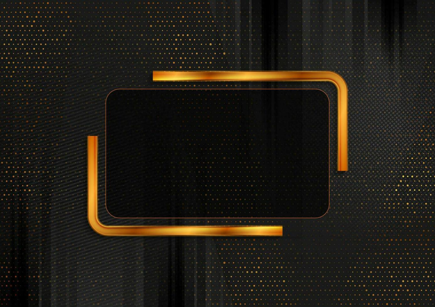 nero d'oro luccichio sfondo con bronzo geometrico telaio vettore
