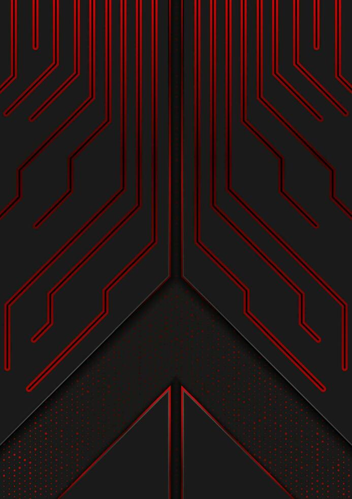 nero e rosso astratto tecnologia sfondo vettore