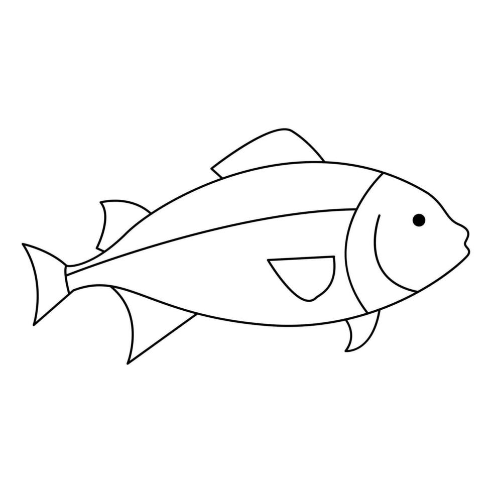 continuo uno linea disegno di grande pesce e singolo linea vettore arte illustrazione