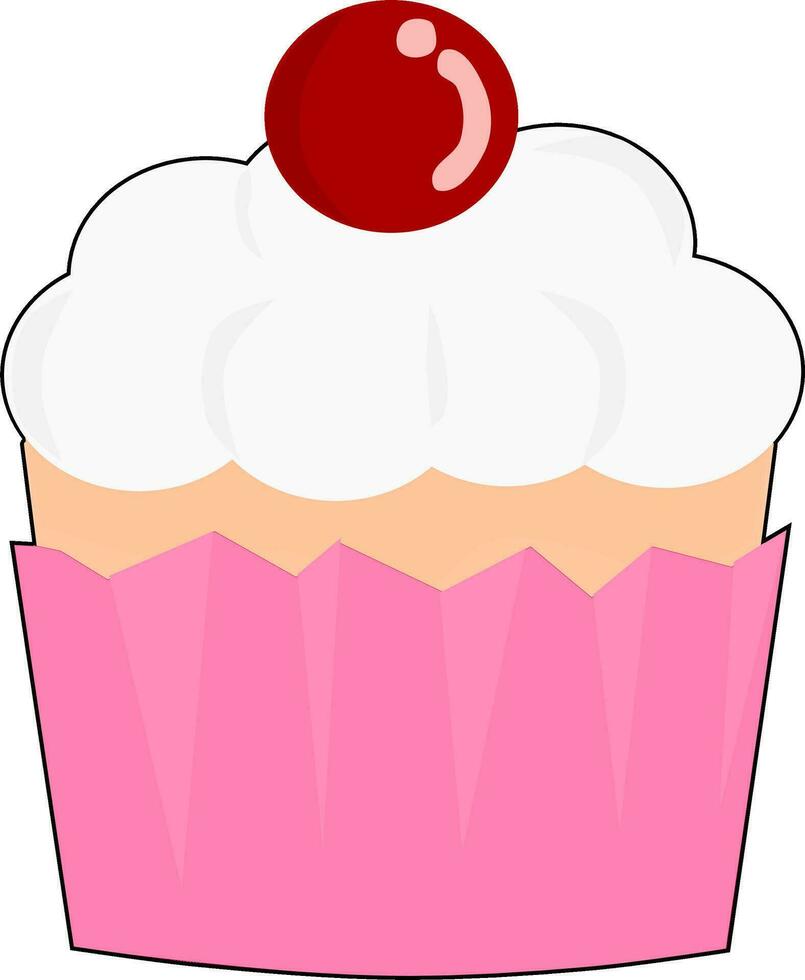 un' Cupcake nel rosa carta. cibo vettore illustrazione.