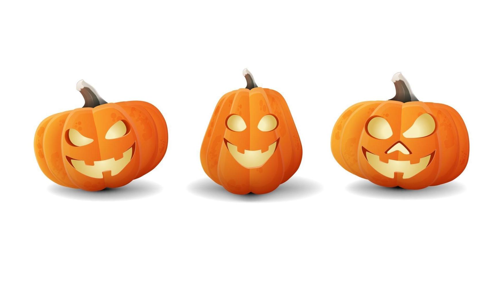 impostare l'icona di halloween. zucche di halloween isolate su sfondo bianco per la tua arte vettore