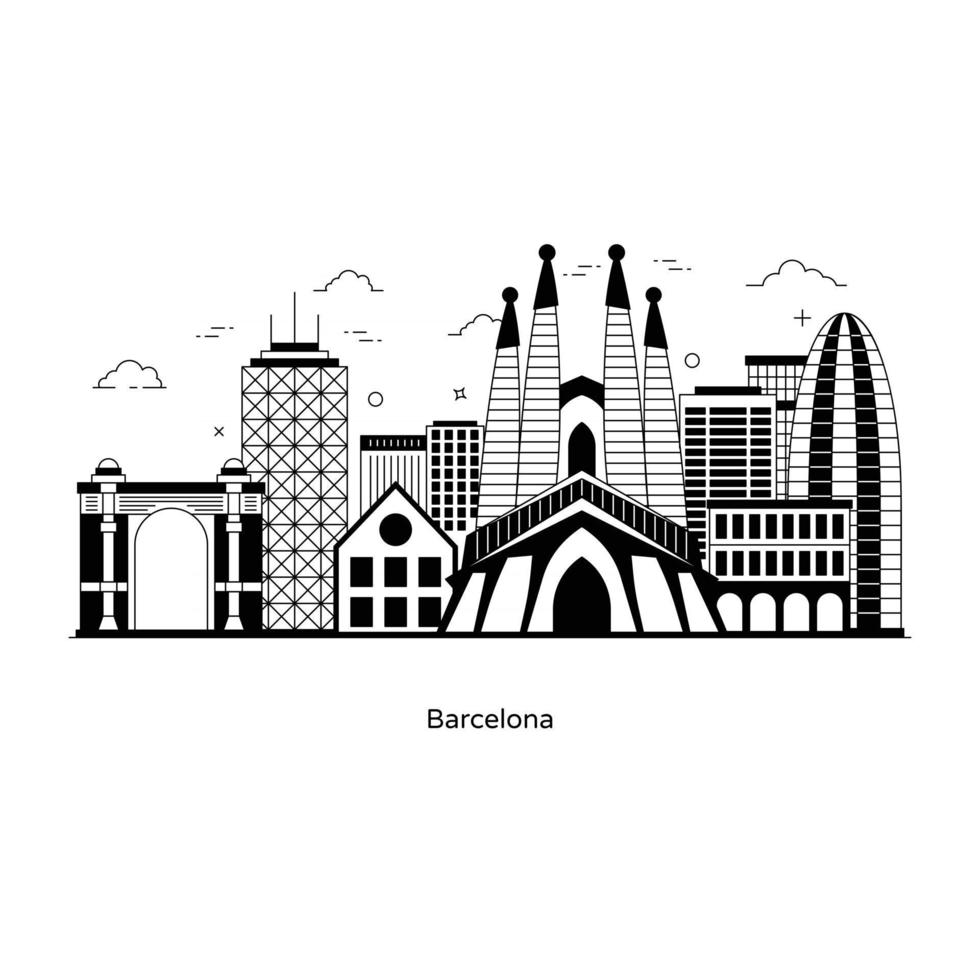 punto di riferimento della città di barcellona vettore