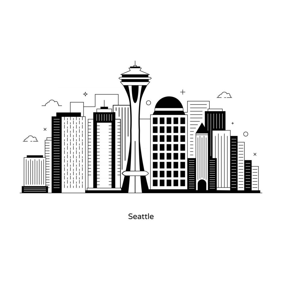 punto di riferimento della città di Seattle vettore