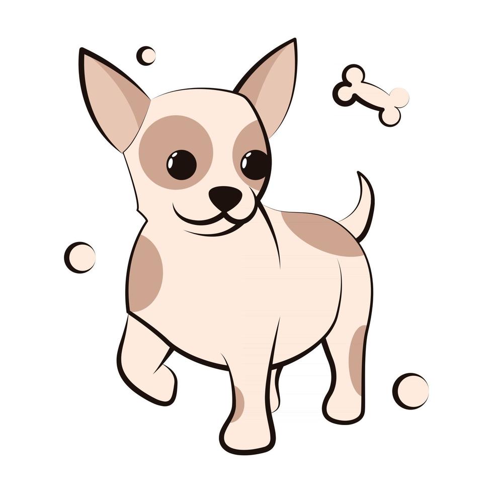 simpatico cartone animato illustrazione vettoriale icona di un cucciolo di cane chihuahua. è un design piatto.
