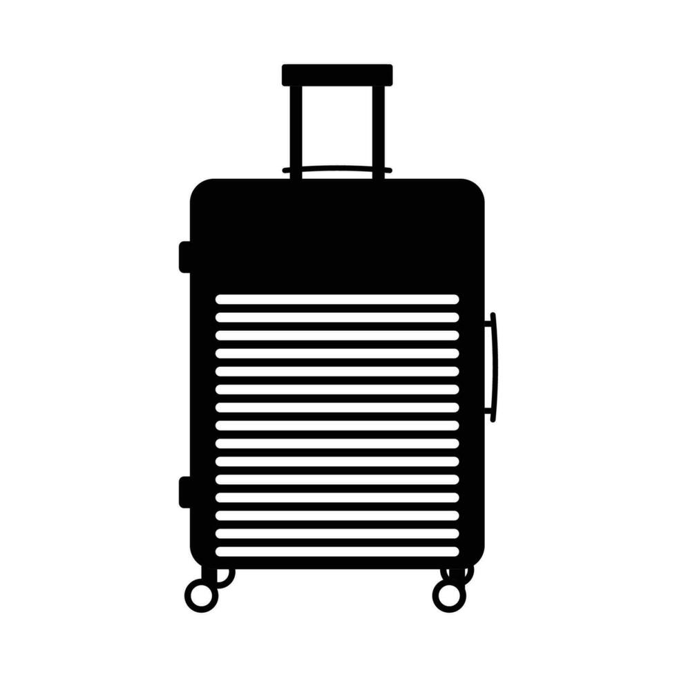 valigia silhouette. nero e bianca icona design elementi su isolato bianca sfondo vettore