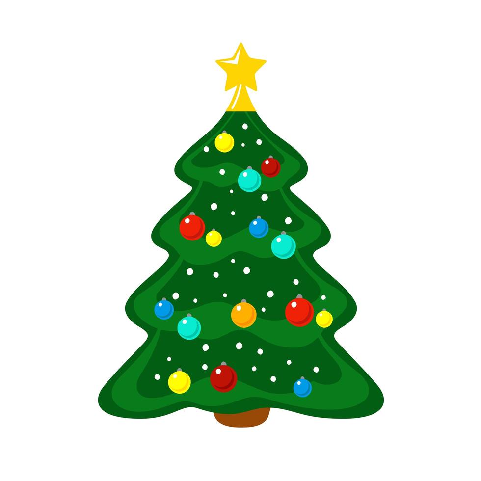 albero di natale decorato. illustrazione vettoriale. piatto vettore