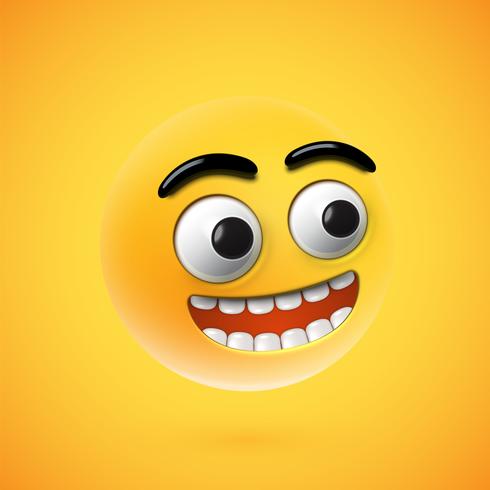 Emoticon felice altamente dettagliato, illustrazione di vettore
