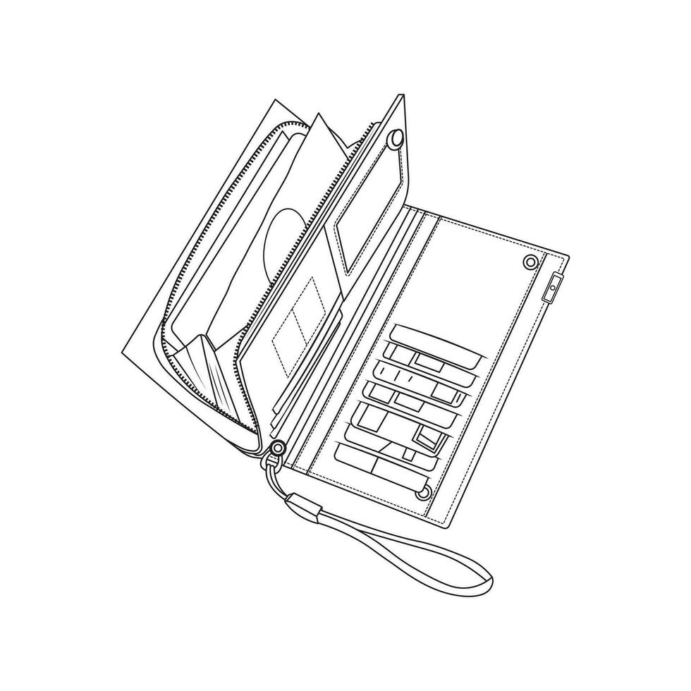 mano disegnato bambini disegno cartone animato vettore illustrazione borsa portafoglio icona isolato su bianca sfondo