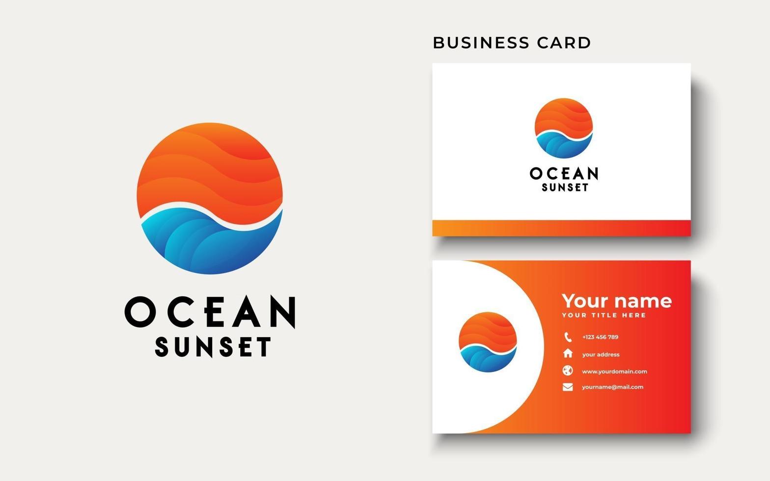 ispirazione per il design del logo del tramonto sull'oceano vettore