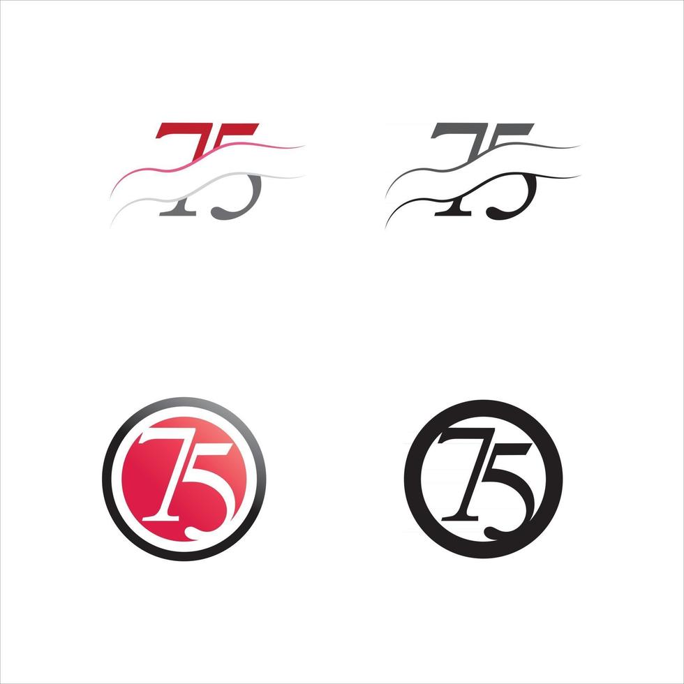 75 numero logo design vettoriale per identità e numerazione con bandiera