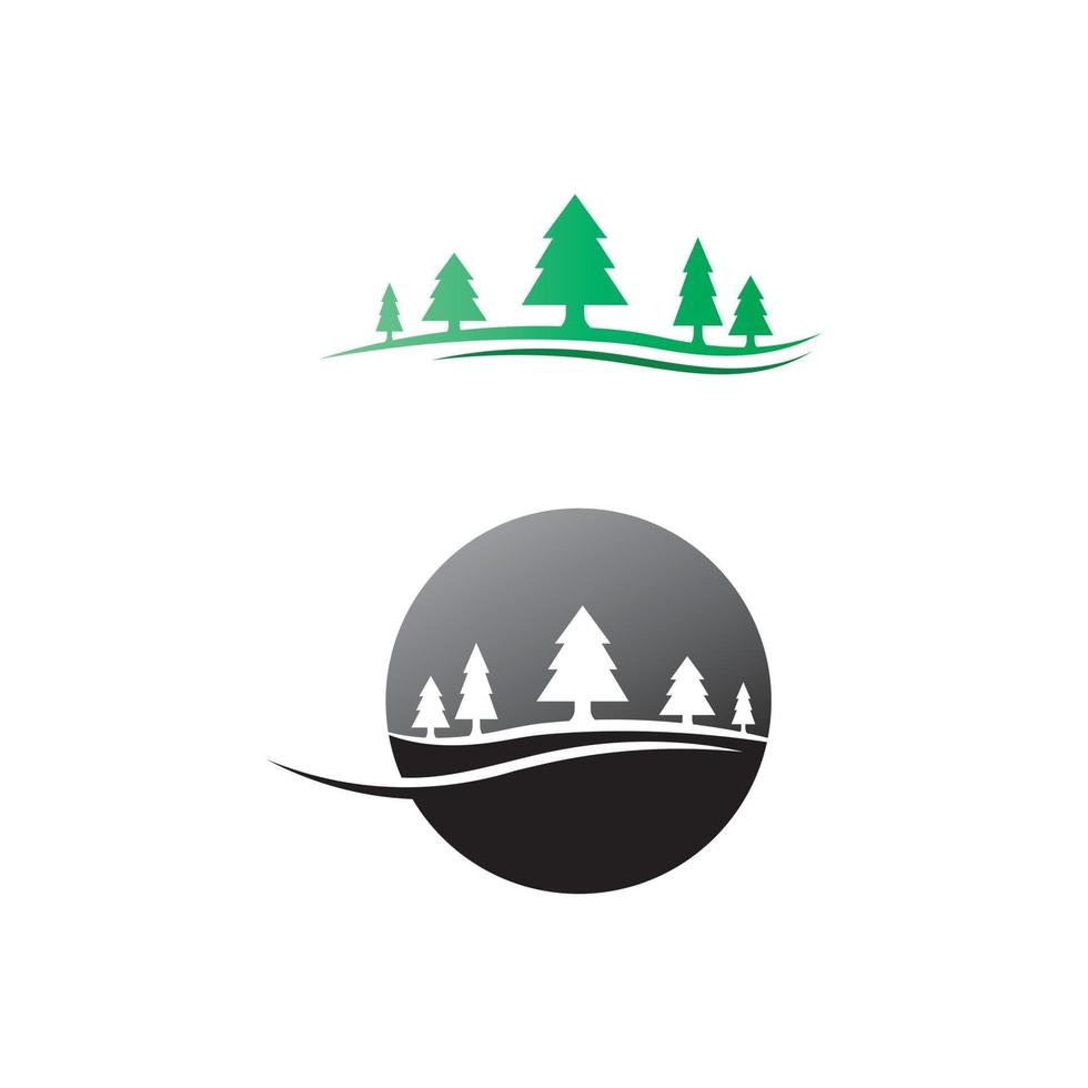 set di icone del logo dei pini buon natale icona del vettore logo e design grafico del logo della neve