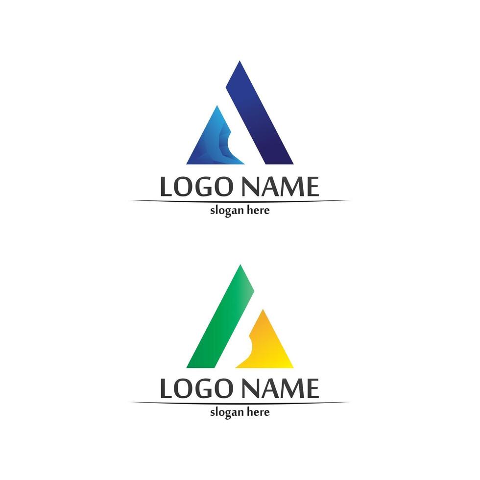 una lettera logo fulmine logo design triangolo per forma aziendale vettore