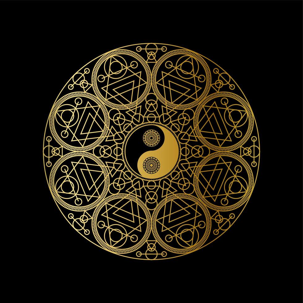 modello di meditazione con segno yin yang nel mandala vettore