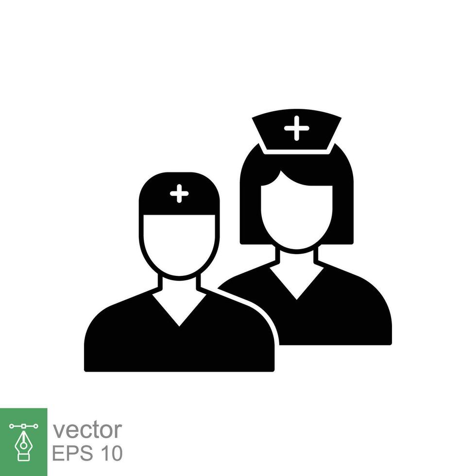 medico squadra icona. semplice solido stile. infermiera, maschio, femmina, uomo, donna, medico, medico, Salute, medicinale, ospedale concetto. nero silhouette, glifo simbolo. vettore isolato su bianca sfondo. eps.