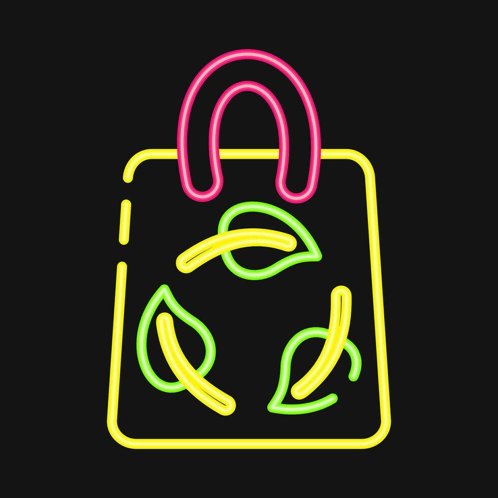 icona eco Borsa. ecologia e ambiente elementi. icone nel neon stile. bene per stampe, manifesti, logo, infografica, eccetera. vettore