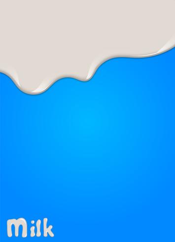 Goccia di latte realistico, spruzzi, liquido isolato su sfondo blu. illustrazione vettoriale