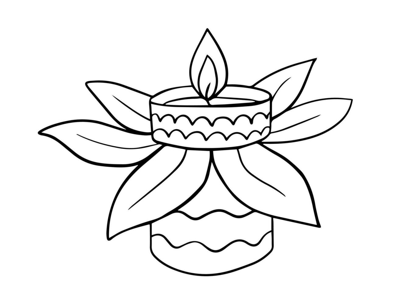 fiore Diwali diya lampada schizzo. vettore mano disegnato Diwali lampada saluto carta