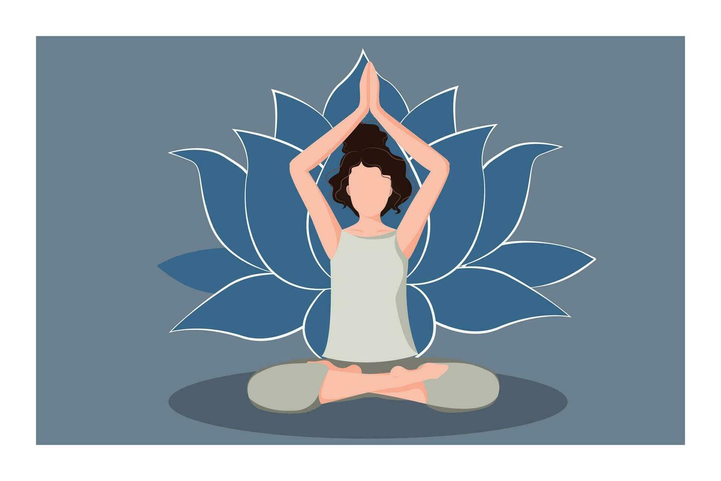 donna seduta nel un' meditazione posizione. chakra meditazione concetto nel blu colori. vettore illustrazione isolato. buddismo esoterico motivi. uso per spirituale, yoga, sport, sociale media, ragnatela e design.