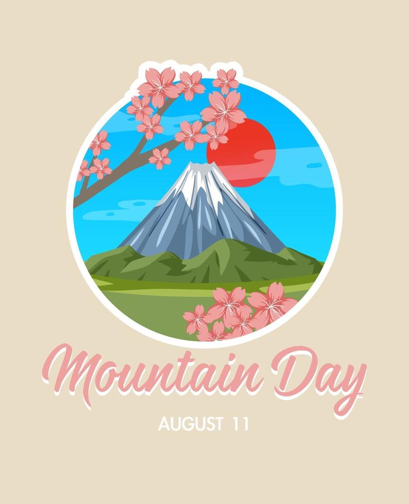 striscione per la giornata in montagna l'11 agosto con il monte fuji vettore