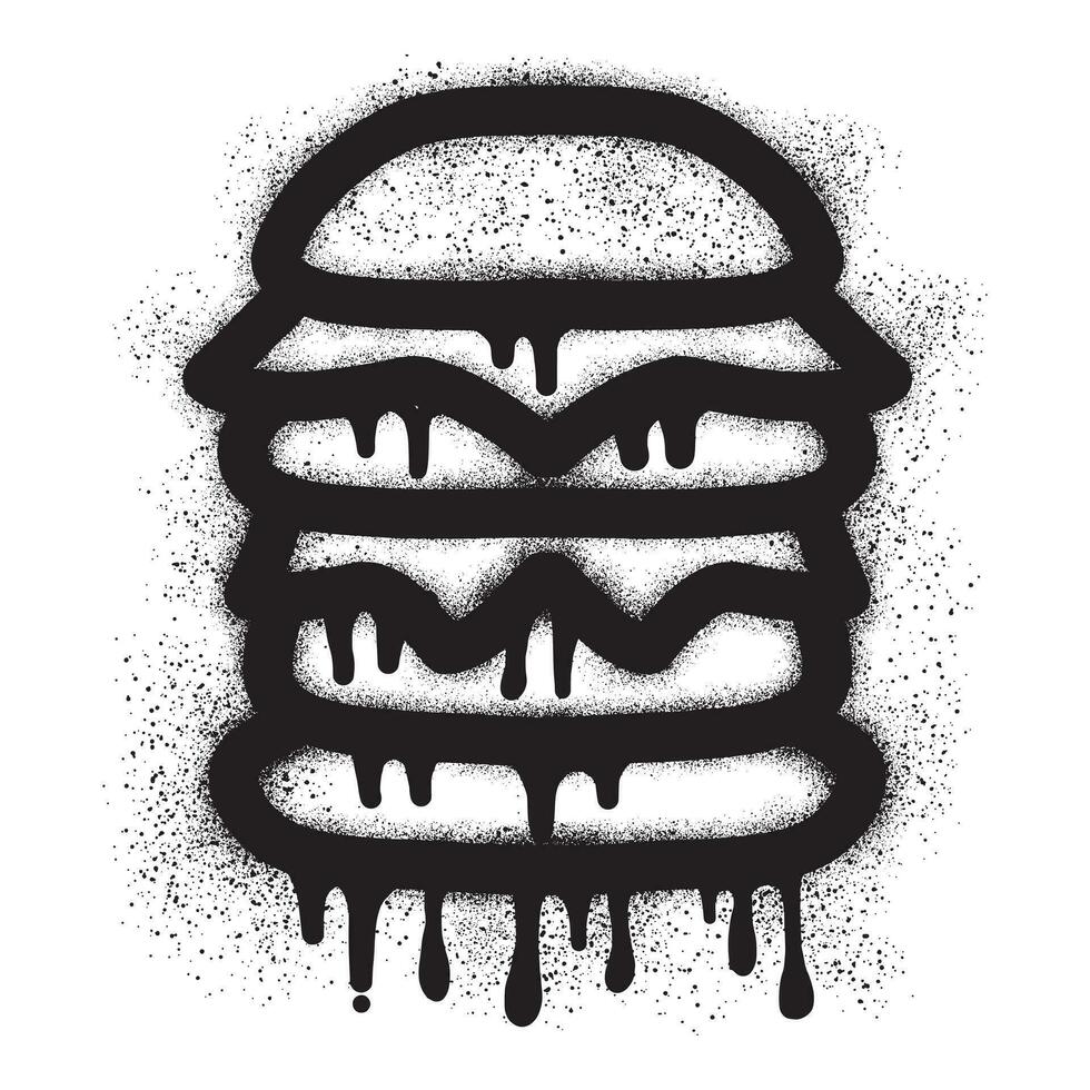 hamburger icona graffiti con nero spray dipingere vettore