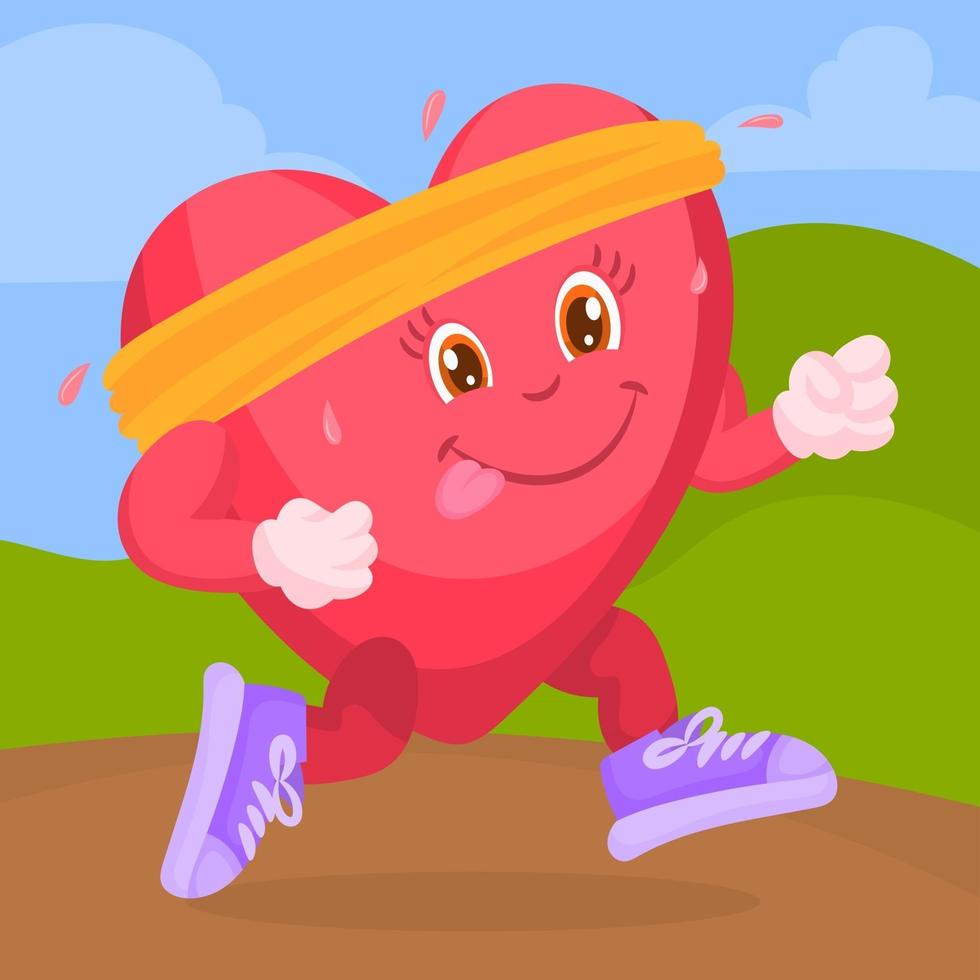 illustrazione della giornata mondiale del cuore con un simpatico personaggio del cuore vettore