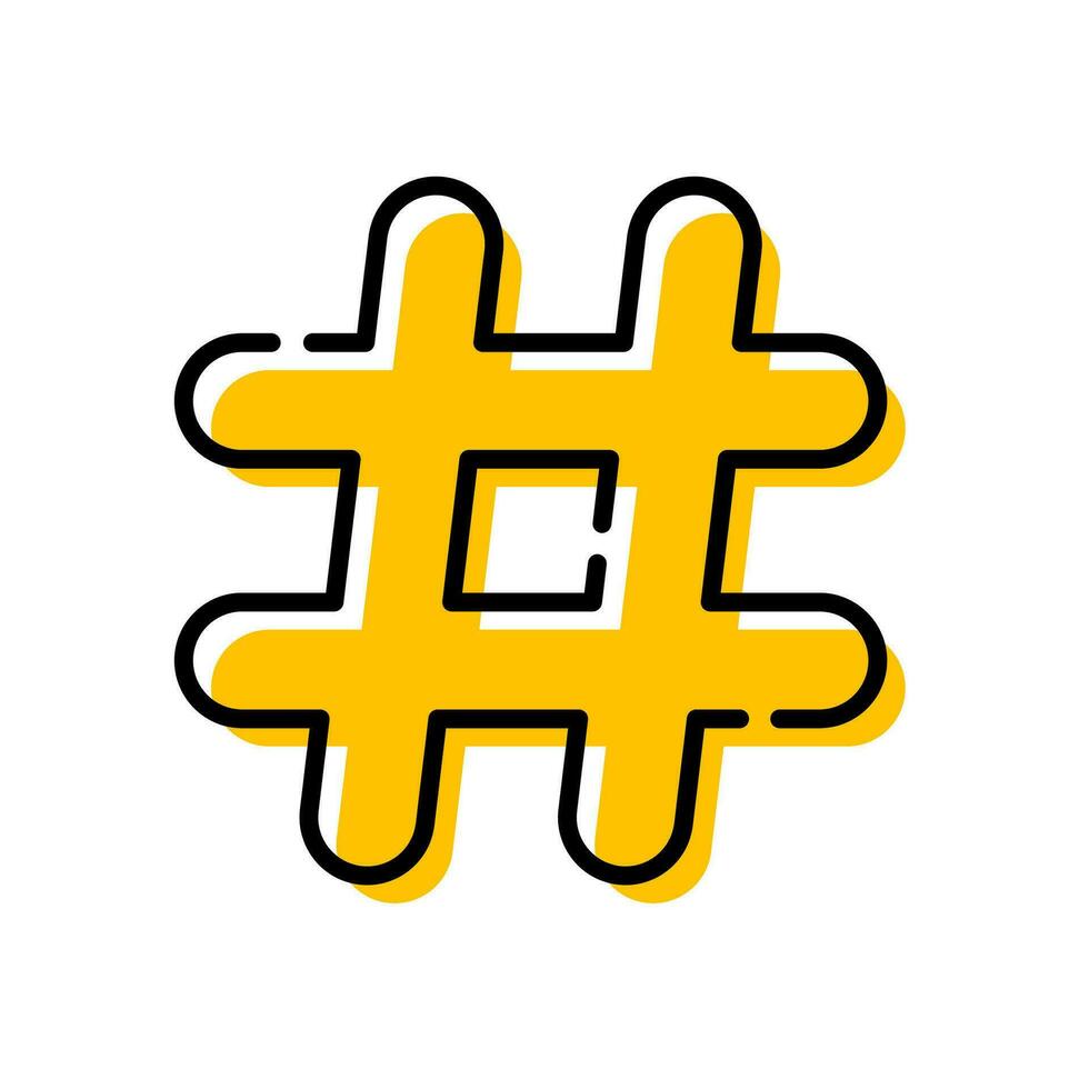 giallo hashtag piatto design icona vettore