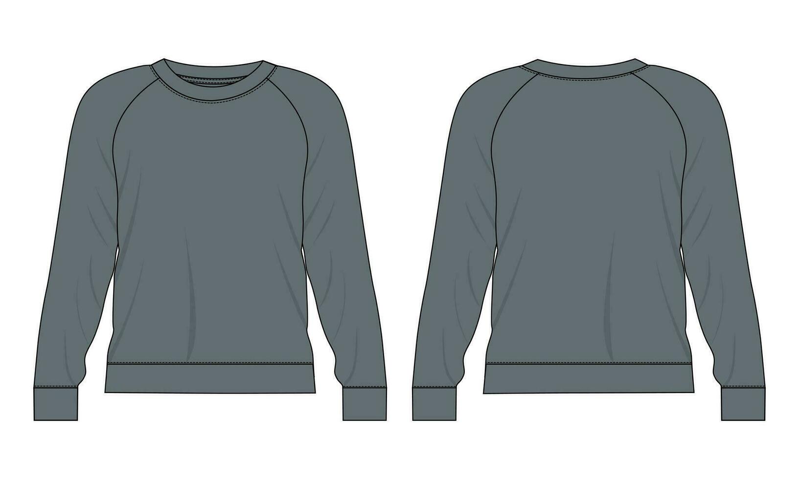 lungo manica felpa tecnico moda piatto schizzo vettore illustrazione modello davanti e indietro visualizzazioni. vello maglia felpa maglione Maglione per Uomini e ragazzi.